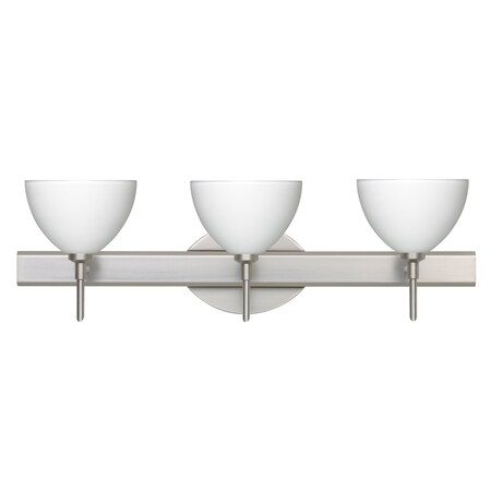 Besa Lighting Brella Vanity, White, Satin Nickel Finish, 3x40W Halogen 3SW-467907-SN